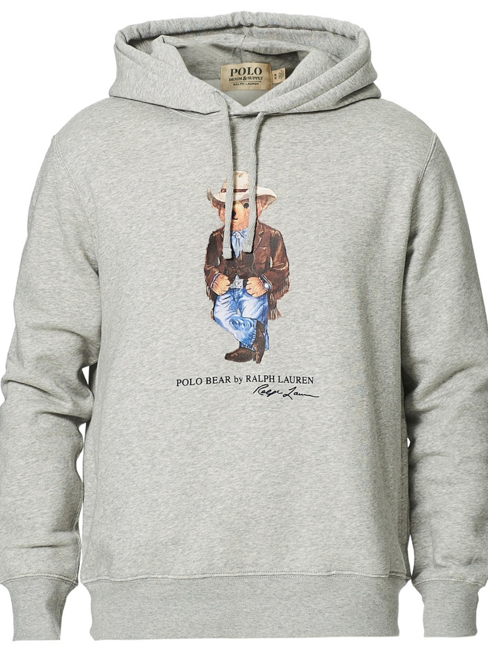 Polo Ralph Lauren Printed Western Bear Fleece Hoodie Andover Heather Grey Large - Picture 6 of 11